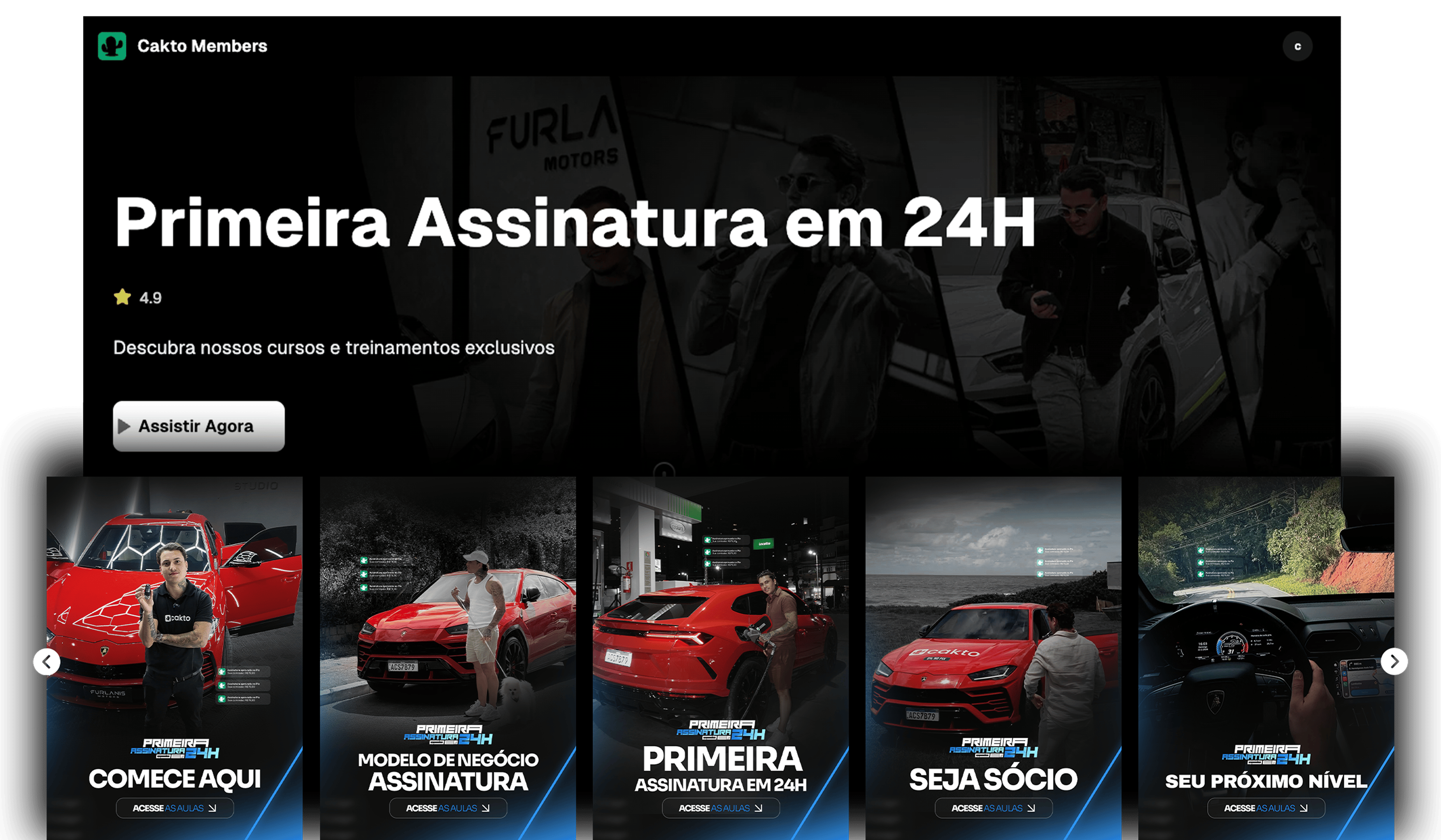 Área de membros do treinamento Primeira Assinatura em 24h