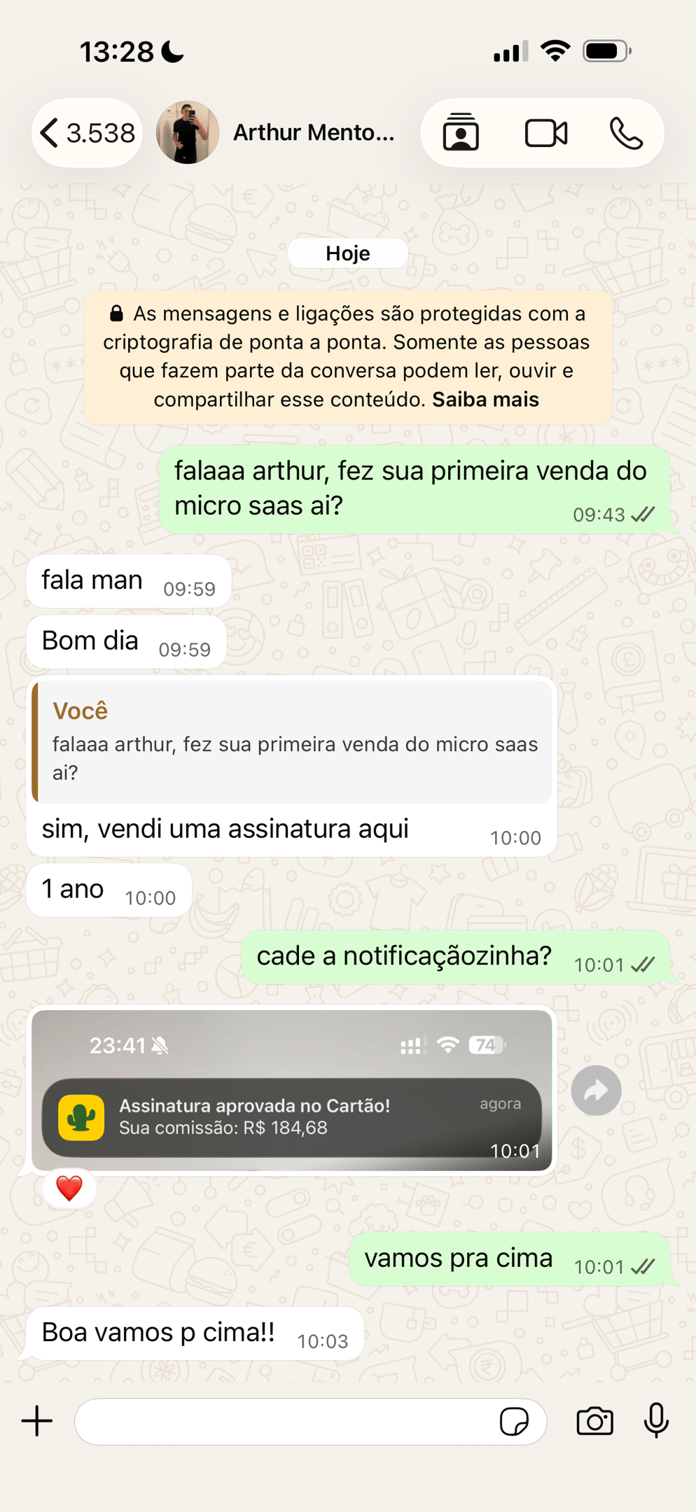 Comprovante de resultado compartilhado por aluno 2