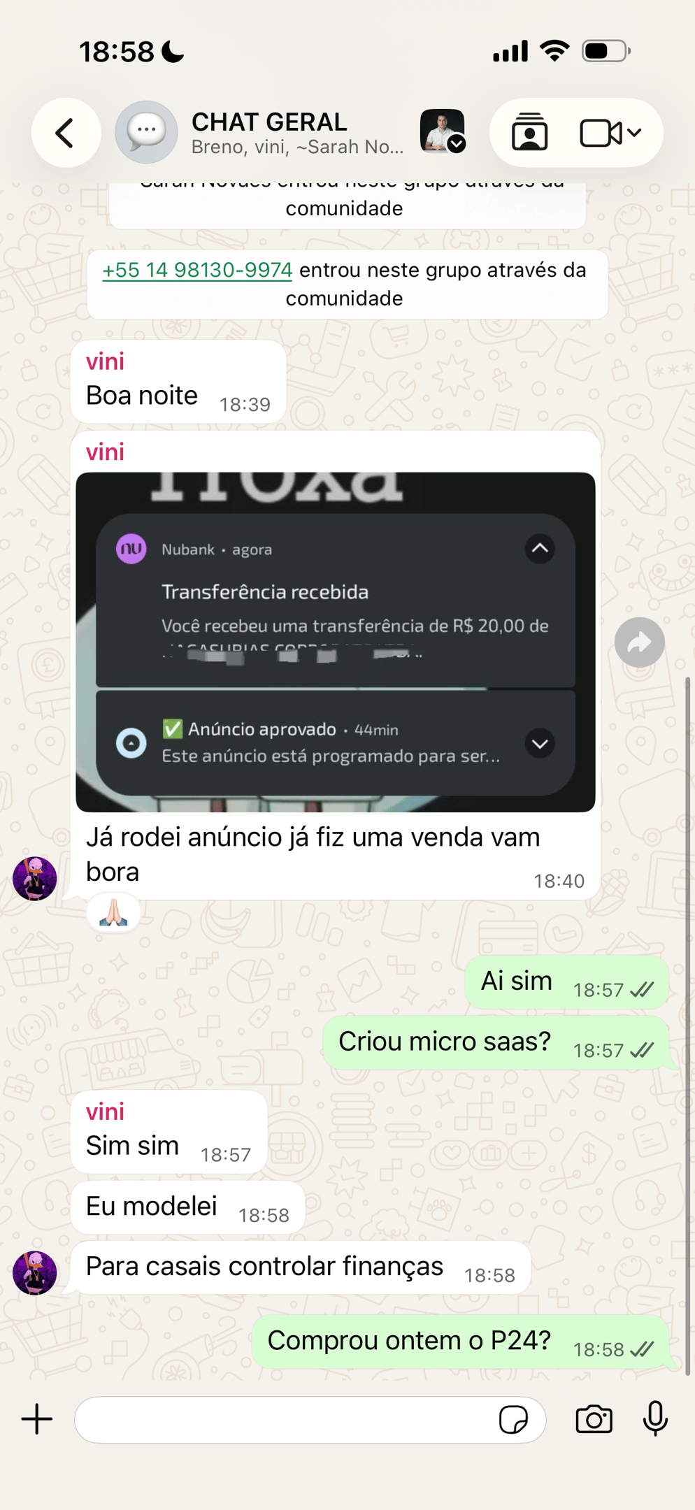 Comprovante de resultado compartilhado por aluno 3